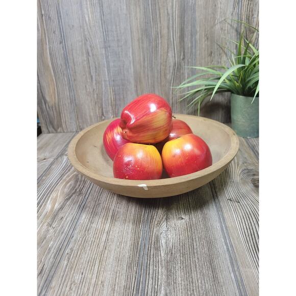 Vintage Small Wooden Dough Bowl Oval, Farmhouse Kitchen Primitive Wood 11" x 10" - Picture 1 of 4